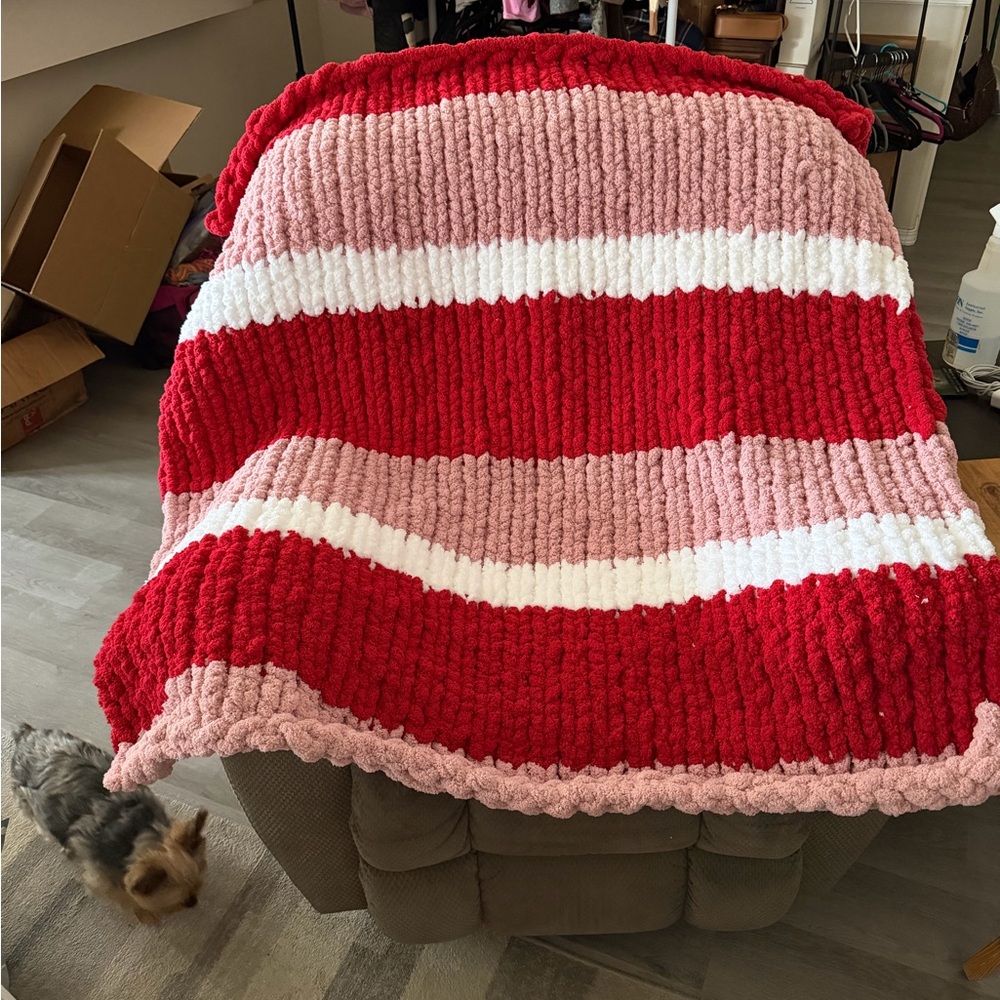 Cozy Red and Pink Striped Blanket